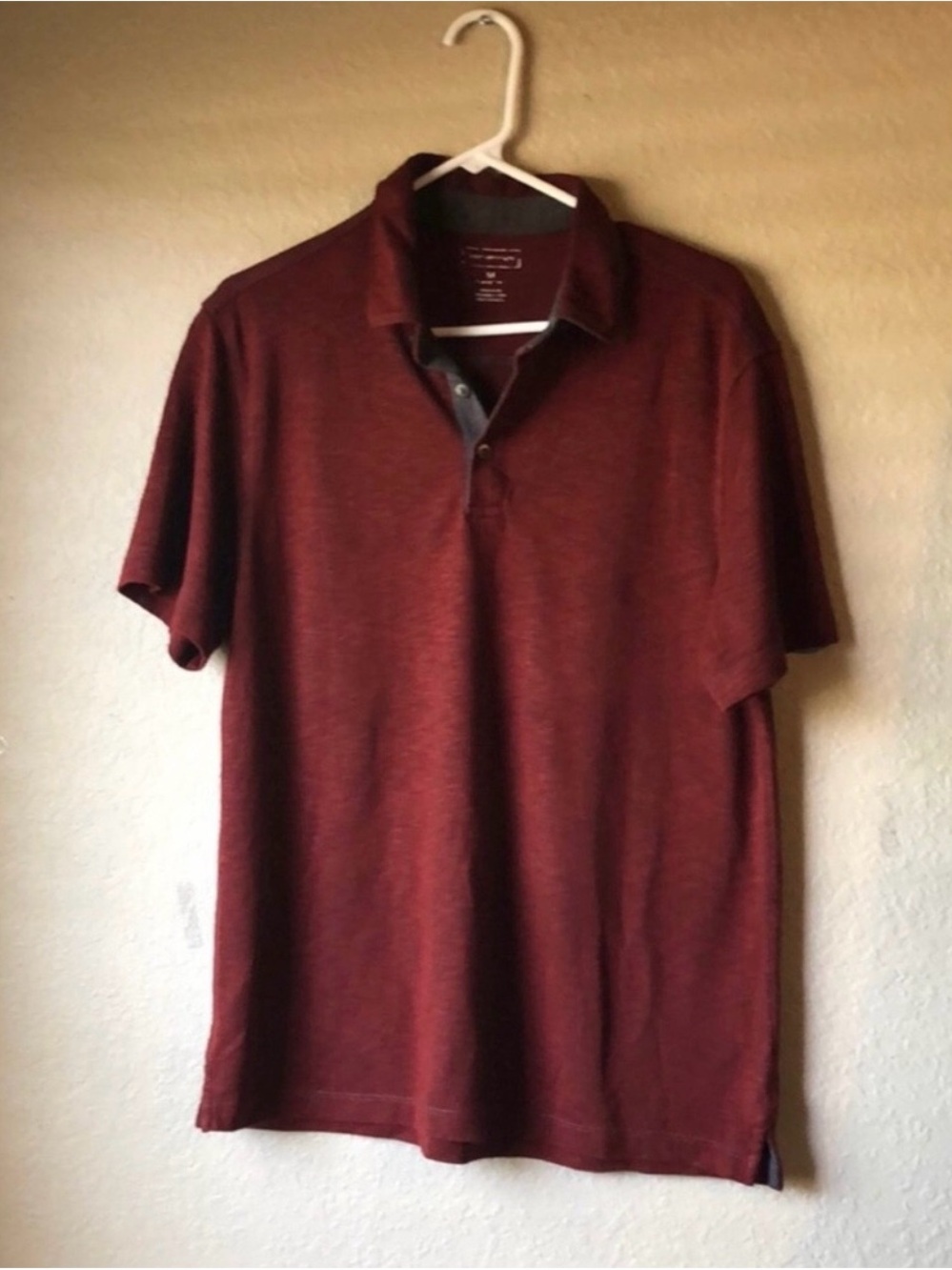 Van Heusen Shirt Men’s Rust Short Sleeve Collared Polo Golf Casual Top Sz Medium